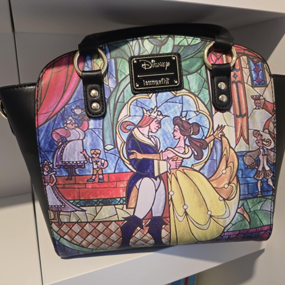 Loungefly Disney Stained Glass Satchel - Black and Multicolor